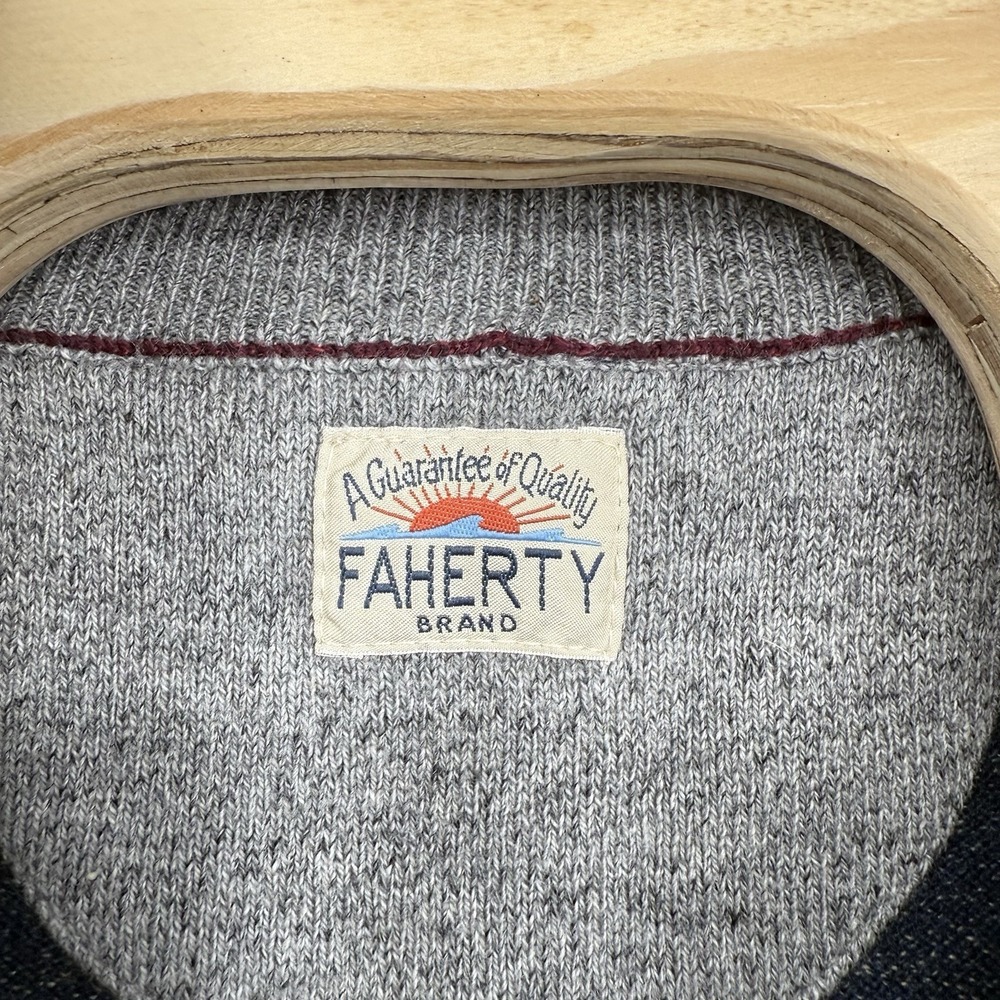 Faherty Sweater Men's XL Blue Pullover 1/4 Zip Classic Cotton Cashmere Blend - Picture 6 of 7